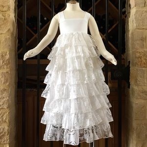 White 8-Tier Ruffle Dress